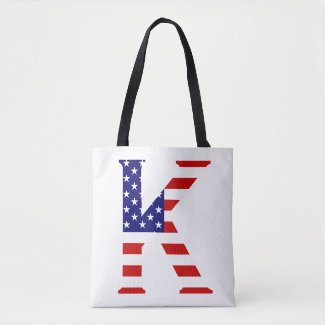 K Monogram overlaid on USA Flag stcnt Tote Bag (Front)