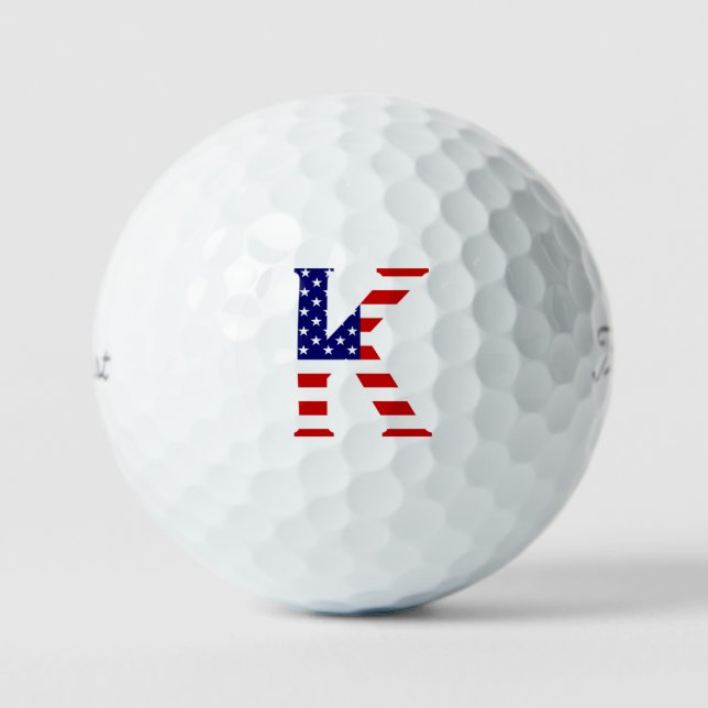 K Monogram overlaid on USA Flag tpv1 gbcnt Golf Balls (Front)