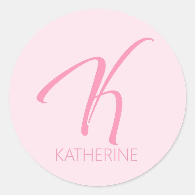 K Monogram Personalized Classic Round Sticker (Front)