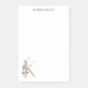 K Monogramme Floral Post-it Notes