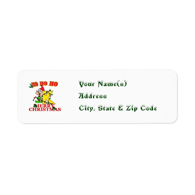 K - NOËL ELF MONOGRAM ÉTIQUETTES D'ADRESSE DE RETO (Devant)