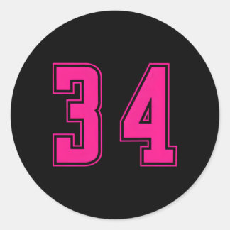 K Number 34 Team Junior Sports Numbered Uniform Classic Round Sticker