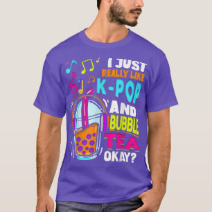 K Pop And Bubble Tea Hallyu Funny Korean Music  T-Shirt