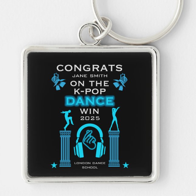 K-Pop Dance Competition Winner Congratulations Keychain (Front)