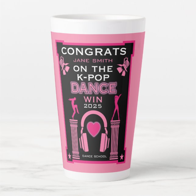 K-Pop Dance Competition Winner Congratulations Latte Mug (Front)