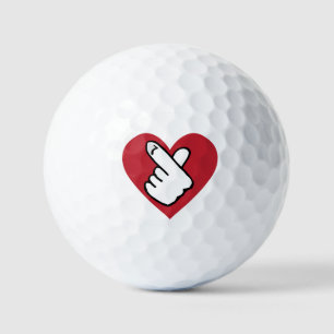 K-pop Finger Heart Black Red Golf Balls