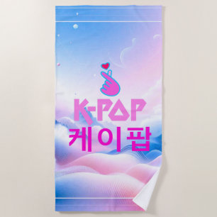 K-Pop Finger Heart: Show Your Love Beach Towel