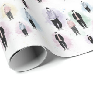 K-Pop Idols Minimalist Silhouette Aesthetic Gift Wrapping Paper