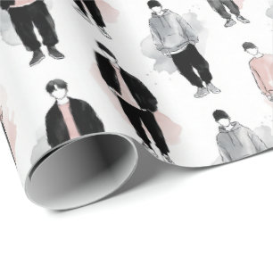 K-Pop Idols Silhouette Aesthetic Seamless Pattern  Wrapping Paper