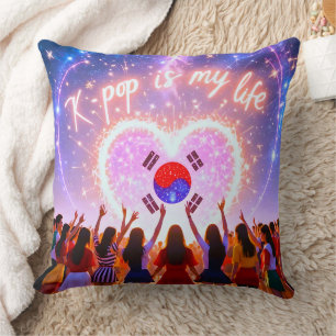 K-pop Is My Life Etched Across the Galaxy Throw Pillow
