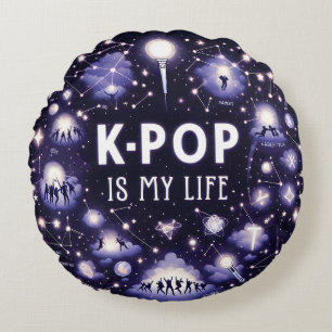 K-pop Is My Life Floating Among the Stars Round Pillow