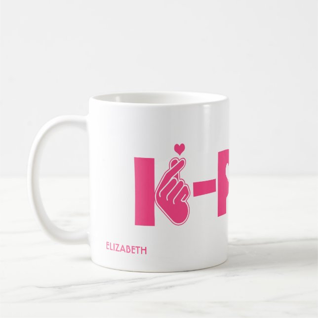 K-Pop Korean Wave Kpop Symbol Hand And Heart Coffee Mug (Left)