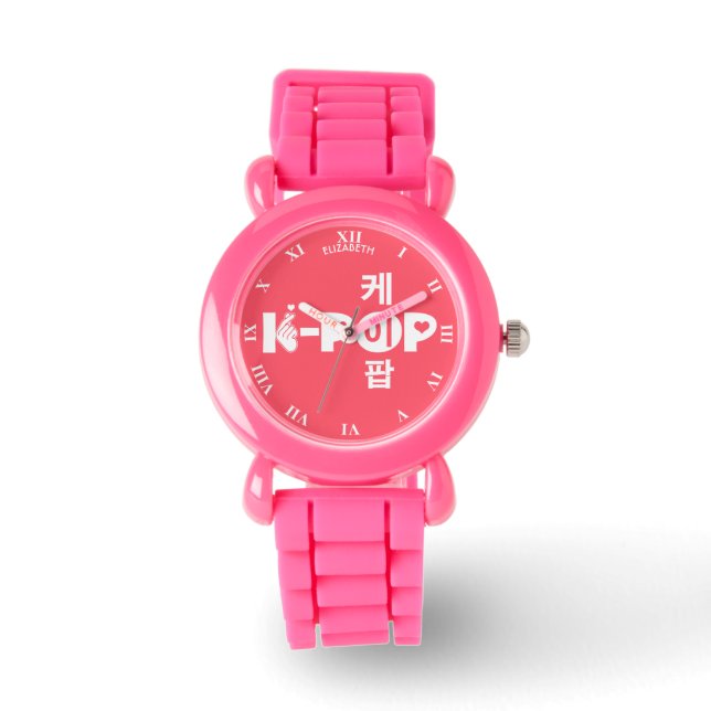 K-Pop Kpop In Korean Kpop Symbol Hand And Heart Watch (Front)