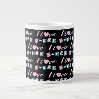 K-pop love korean music fan black pink blue large coffee mug