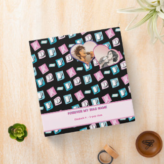 K-pop music hallyu fan black blue pink two photos binder