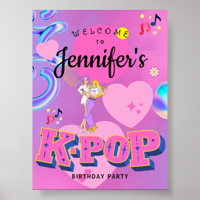 K-Pop Music Star Korean Pop Theme Party Welcome Poster (Front)