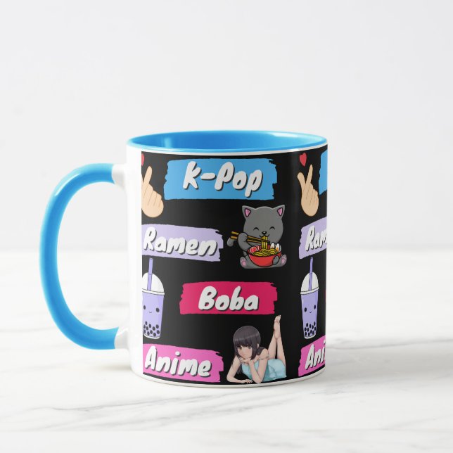 K-Pop, Ramen, Boba and Anime Pop Culture Fan    Mug (Left)
