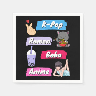 K-Pop, Ramen, Boba and Anime Pop Culture Fan  Napkin