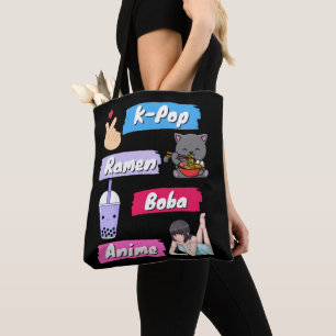 K-Pop, Ramen, Boba and Anime Pop Culture Fan    Tote Bag
