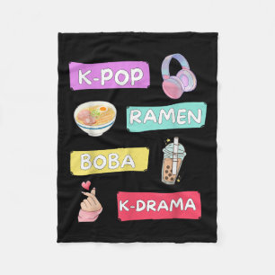 K-pop Ramen Boba K-drama Cute Kawaii T-shirt.png Fleece Blanket