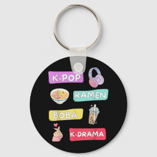 K-pop Ramen Boba K-drama Cute Kawaii T-shirt.png Keychain