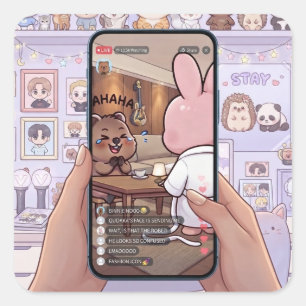 K-Pop Stray Pig Rabbit Robe Fandom Inside Joke Square Sticker