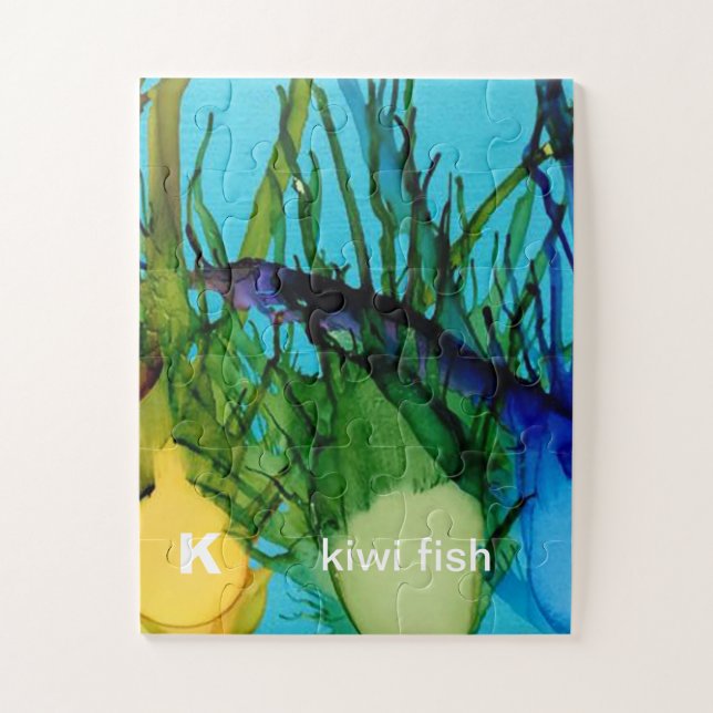 K - Puzzle d'art d'alphabet de poissons de kiwi (Vertical)