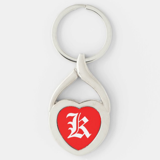 "K" Red Heart Keychain (Front)