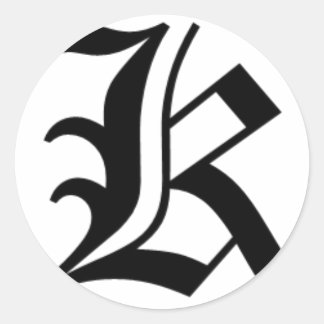 K-text Old English Classic Round Sticker
