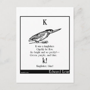 K was a kingfisher postcard