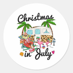 Ka13 Leopard Camping Rv Christmas In July Camper X Classic Round Sticker