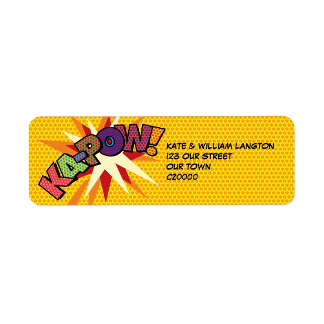 KA-POW Fun Retro Comic Book Pop Art Adresse (Devant)