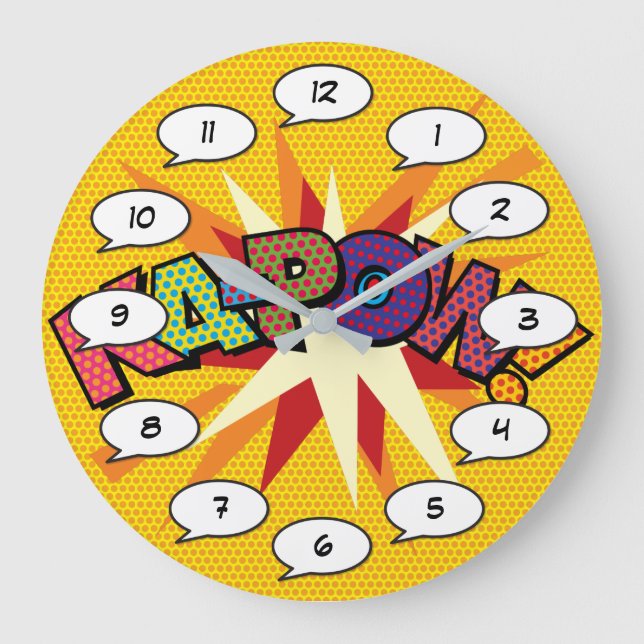 KA-POW Fun Retro Comic Book Pop Art Large Clock (Front)
