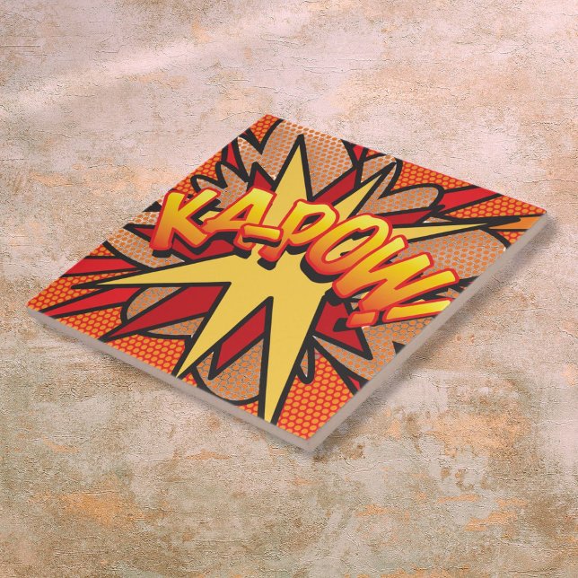 KA-POW Fun Retro Comic Book Pop Art Tile (KA-POW Fun Retro Comic Book Pop Art Ceramic Tile)