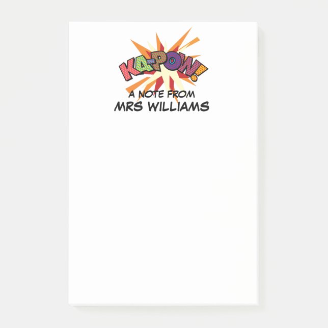 KA-POW Personalized Fun Colourful Comic Book Post-it Notes (Front)