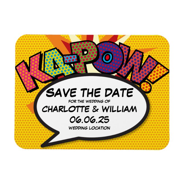 KA-POW Save the Date Fun Modern Colorful Magnet (Horizontal)