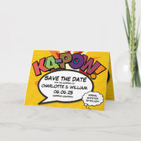 KA-POW Save the Date Fun Retro Comic Book Pop Art