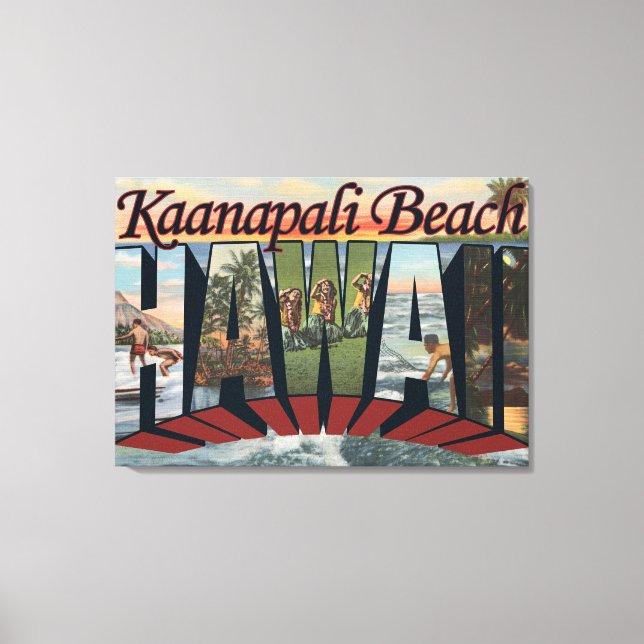Kaanapali Beach, Hawaii - Large Letter Scenes Canvas Print (Front)