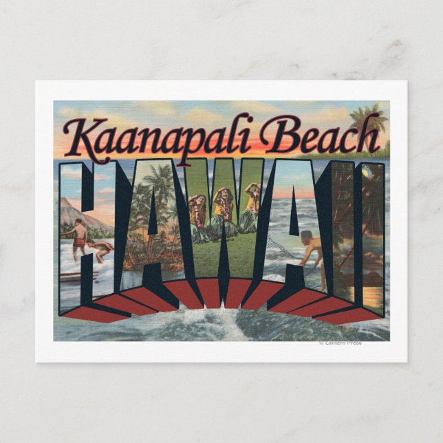 Kaanapali Beach, Hawaii - Large Letter Scenes Postcard (Front)