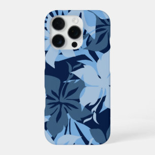Kaanapali Camo Hawaiian Hibiscus Blue iPhone 16 Pro Case