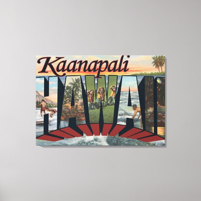 Kaanapali, Hawaii - Large Letter Scenes Canvas Print (Front)