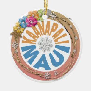 Kaanapali Maui Hawaii hibiscus holiday ornament