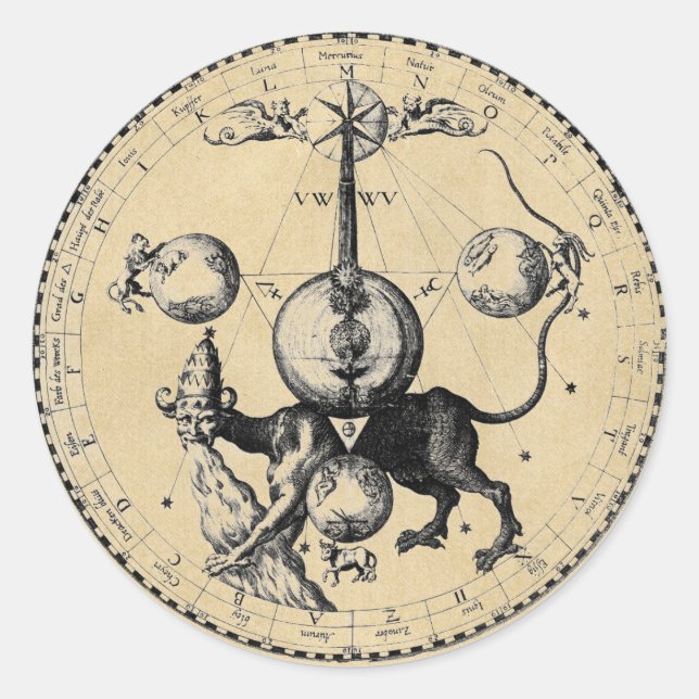 Kabbalah Dragon Symbol Classic Round Sticker (Front)