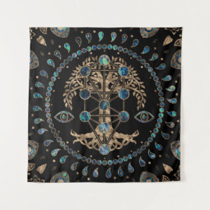 Kabbalah The Tree of Life Abalone and Gold Tapestry
