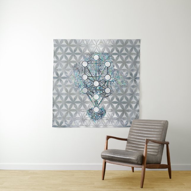 Kabbalah The Tree of Life Abalone shell and pearl Tapestry (In Situ)