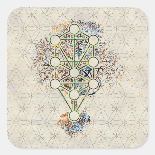 Kabbalah The Tree of Life - Etz Hayim Square Sticker (Front)