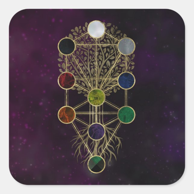 Kabbalah The Tree of Life - Etz Hayim Square Sticker (Front)