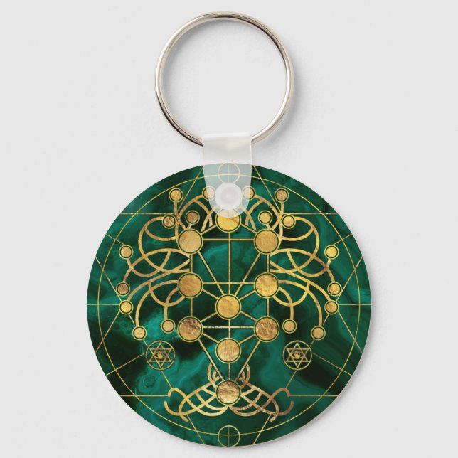 Kabbalah The Tree of Life -Malachite Keychain (Front)