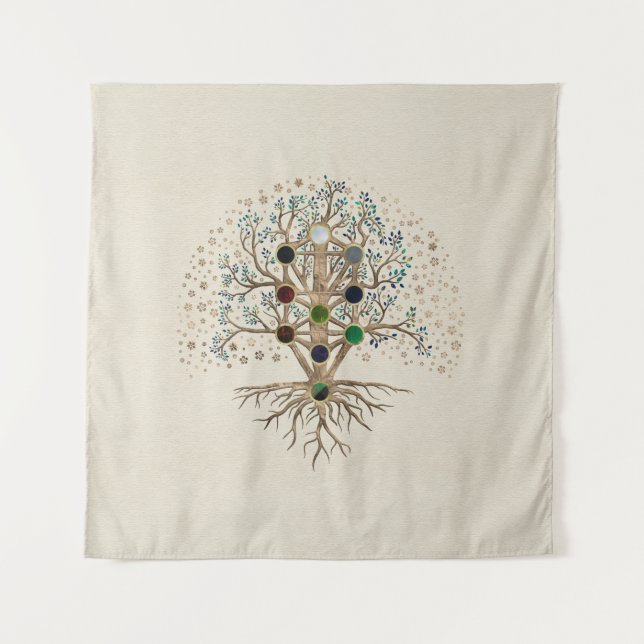 Kabbalah The Tree of Life on canvas Tapestry (Front)