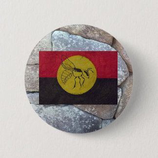 KABI BEE FLAG ANCIENT POLYGONAL STONE WALL. 2 INCH ROUND BUTTON